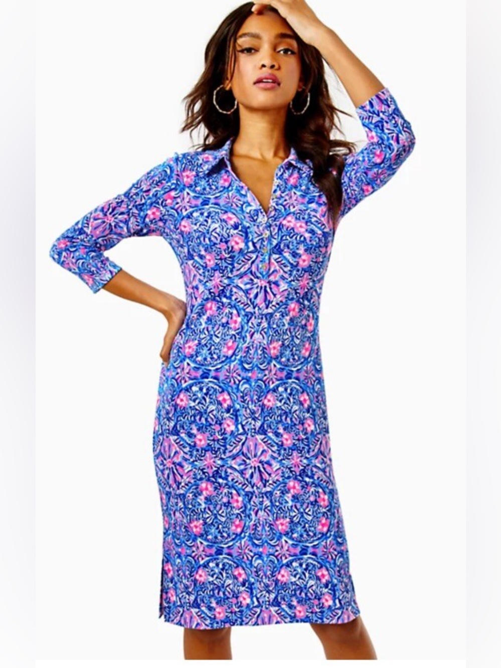 Lilly Pulitzer Reema Polo Dress in Blue Peri Takin it Easy, Size L